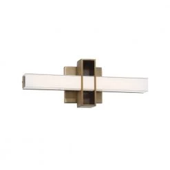 Major 16 in. Aged Brass LED Vanity Light Bar with Frosted Aquarium Glass by George Kovacs