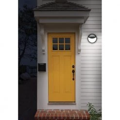 Shorebreaker 10 in. Black Round LED Outdoor Bulkhead Light Nautical Coastal Wall or Ceiling 800 Lumens 3000K Soft White by ETi -ETi Sales black eti bulkhead lights 50405112 44 1000