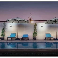 Shorebreaker 10 in. Black Round LED Outdoor Bulkhead Light Nautical Coastal Wall or Ceiling 800 Lumens 3000K Soft White by ETi -ETi Sales black eti bulkhead lights 50405112 4f 1000