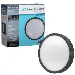 Shorebreaker 10 in. Black Round LED Outdoor Bulkhead Light Nautical Coastal Wall or Ceiling 800 Lumens 3000K Soft White by ETi