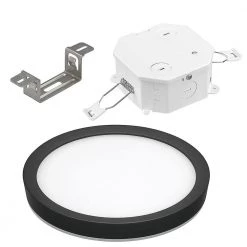 7.5 in. Black Round Color Selectable CCT LED Flush Mount with Night Light Feature Ceiling Light 800 Lumens by ETi -ETi Sales black eti flush mount lights 56568115 4f 1000
