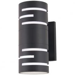 Groovin 40-Watt Equivalence Black Outdoor Integrated LED Wall Lantern Sconce by George Kovacs