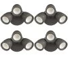 3-Head Bronze Outdoor Integrated LED Security Flood Light 1800 - 3600 Lumen Boost Dusk-to-Dawn Photocell 4000K (4 Pack) by ETi