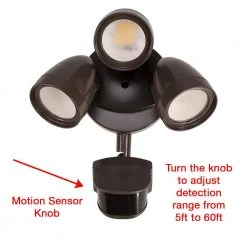 3-Head Bronze Motion Activated Outdoor Integrated LED Flood Light Security Light 1800 to 3600 Lumen Boost 3 CCT by ETi -ETi Sales bronze eti flood lights 514032110 1d 1000