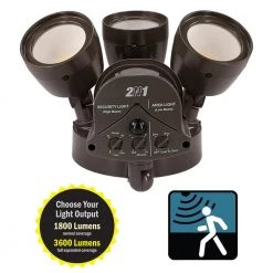 3-Head Bronze Motion Activated Outdoor Integrated LED Flood Light Security Light 1800 to 3600 Lumen Boost 3 CCT by ETi -ETi Sales bronze eti flood lights 514032110 a0 1000