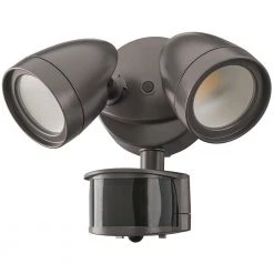 2-Head Bronze Motion Activated Outdoor Integrated LED Security Flood Light 1200 to 2400 Lumens Boost 3 CCT by ETi -ETi Sales bronze eti flood lights 51406111 44 1000