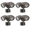 2-Head Bronze Motion Activated Outdoor Integrated LED Security Flood Light 1200 to 2400 Lumens Boost 3 CCT (4-Pack) by ETi