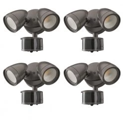 2-Head Bronze Motion Activated Outdoor Integrated LED Security Flood Light 1200 to 2400 Lumens Boost 3 CCT (4-Pack) by ETi