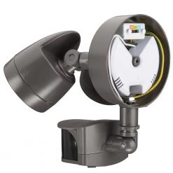 2-Head Bronze Motion Activated Outdoor Integrated LED Security Flood Light 1200 to 2400 Lumens Boost 3 CCT by ETi -ETi Sales bronze eti flood lights 51406111 66 1000