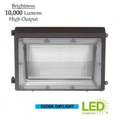 18 in. 400-Watt Equivalent Integrated LED Bronze Outdoor Wall Pack Light, 5000K Photocell Option 10,000 Lumens (4-Pack) by ETi -ETi Sales bronze eti wall pack lights 53303161 4pk 40 1000