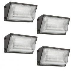 18 in. 400-Watt Equivalent Integrated LED Bronze Outdoor Wall Pack Light, 5000K Photocell Option 10,000 Lumens (4-Pack) by ETi