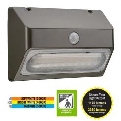 9 in. 150-Watt Equivalent Integrated LED Bronze Motion Sensor Wall Pack Light Dusk to Dawn Lumen Boost (4-Pack) by ETi -ETi Sales bronze eti wall pack lights 53901111 4pk 40 1000