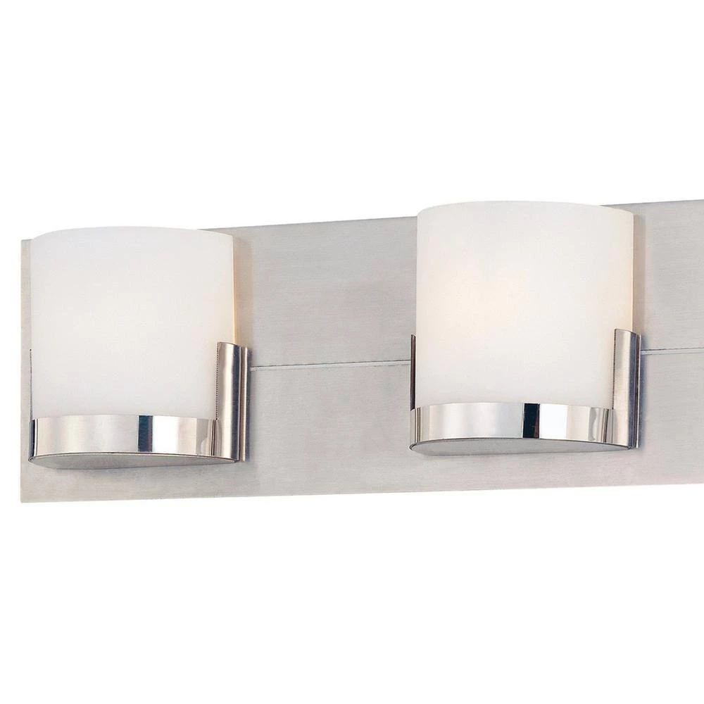 Convex 3-Light Chrome Glass Holders with Brushed Aluminum Backplate Bath Light by George Kovacs 2 Convex 3-Light Chrome Glass Holders with Brushed Aluminum Backplate Bath Light by George Kovacs - Image 2