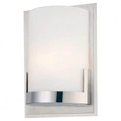 Convex 1-Light Brushed Aluminum Backplate with Chrome Glass Holder Wall Sconce by George Kovacs