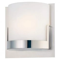 ETi Sales 12 Convex 1-Light Brushed Aluminum Backplate with Chrome Glass Holder Wall Sconce by George Kovacs
