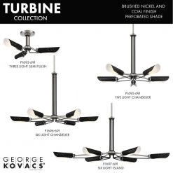 Turbine 22 in. 3-Light Brushed Nickel and Coal Semi-Flush Mount by George Kovacs -ETi Sales brushed nickel and coal george kovacs flush mount lights p1693 691 44 1000