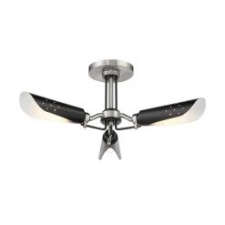 Turbine 22 in. 3-Light Brushed Nickel and Coal Semi-Flush Mount by George Kovacs