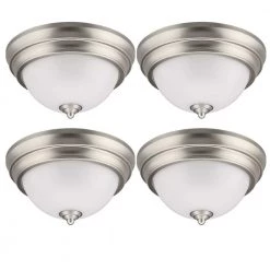 Spin Light 9 in. Brushed Nickel Color Selectable LED Flush Mount Ceiling Light 810 Lumens 11.5-Watt Dimmable (4-Pack) by ETi