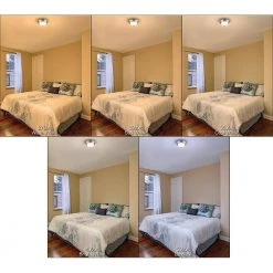 Spin Light 9 in. Brushed Nickel Color Selectable LED Flush Mount Ceiling Light 810 Lumens 11.5-Watt Dimmable (4-Pack) by ETi -ETi Sales brushed nickel eti flush mount lights 56558101 4pk a0 1000