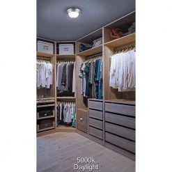 Spin Light 9 in. 11.5-Watts Brushed Nickel Color Changing 2700K to 5000K LED Flush Mount Ceiling Light Dimmable by ETi -ETi Sales brushed nickel eti flush mount lights 56558101 fa 1000