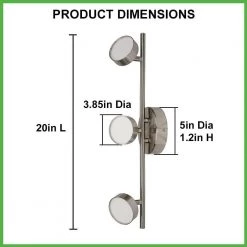 20 in. 3-Light Brushed Nickel Adjustable Color Temperature and Heads Integrated LED Fixed Track Lighting Kit (8-Pack) by ETi -ETi Sales brushed nickel eti track lighting kits 534011030 8pk 1f 1000