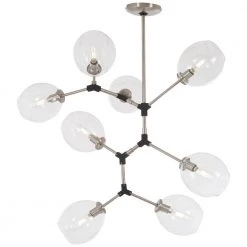 Nexpo 8-Light Brushed Nickel Chandelier with Clear Glass Shade by George Kovacs