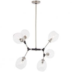 Nexpo 6-Light Brushed Nickel Chandelier with Clear Glass Shade by George Kovacs
