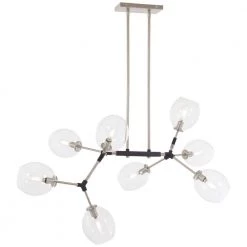 Nexpo 8-Light Brushed Nickel Chandelier with Clear Glass Shade by George Kovacs