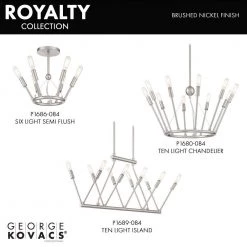 Royalty 10-Light Brushed Nickel Island Chandelier by George Kovacs -ETi Sales brushed nickel george kovacs chandeliers p1689 084 fa 1000