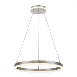 Recovery 160-Watt Integrated LED Brushed Nickel Pendant with White Etched Acrylic Shade by George Kovacs