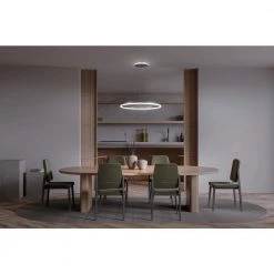 Recovery 200-Watt Equivalence Integrated LED Brushed Nickel Circular Pendant with Frosted Acrylic Shade by George Kovacs -ETi Sales brushed nickel george kovacs chandeliers p1911 084 l 44 1000