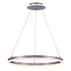 Recovery 200-Watt Equivalence Integrated LED Brushed Nickel Circular Pendant with Frosted Acrylic Shade by George Kovacs