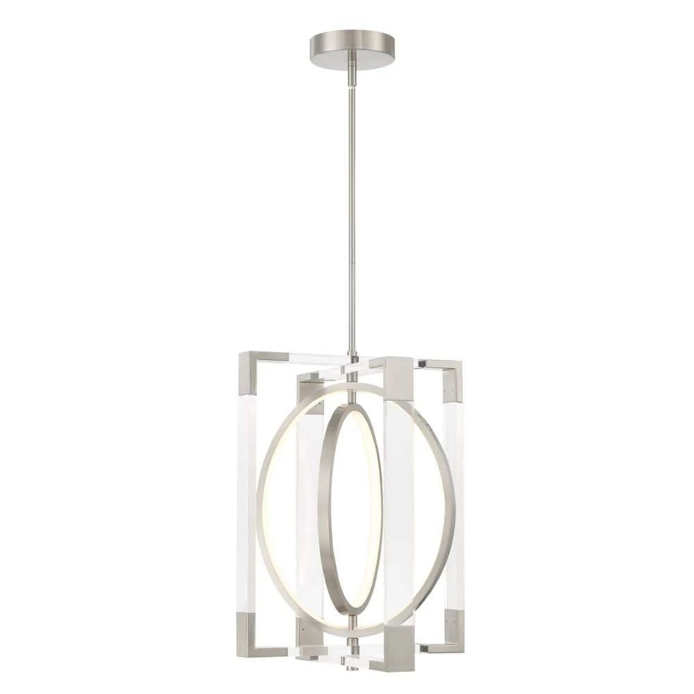 Double Take 200-Watt Equivalence Integrated LED Brushed Nickel Pendant with Clear Acrylic Panels by George Kovacs 1 Double Take 200-Watt Equivalence Integrated LED Brushed Nickel Pendant with Clear Acrylic Panels by George Kovacs