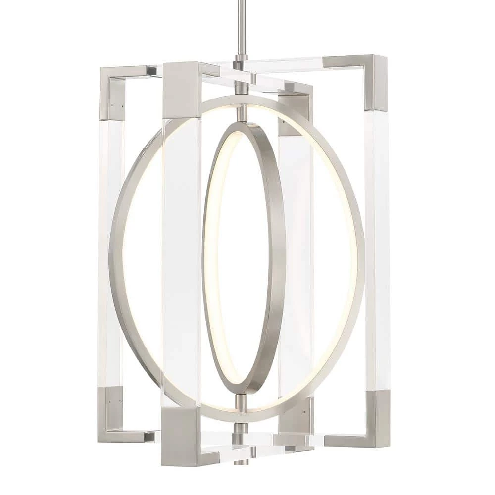 Double Take 200-Watt Equivalence Integrated LED Brushed Nickel Pendant with Clear Acrylic Panels by George Kovacs 2 Double Take 200-Watt Equivalence Integrated LED Brushed Nickel Pendant with Clear Acrylic Panels by George Kovacs - Image 2