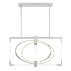 Double Take 250-Watt Equivalence Integrated LED Brushed Nickel Island Chandelier with Clear Acrylic Panels by George Kovacs