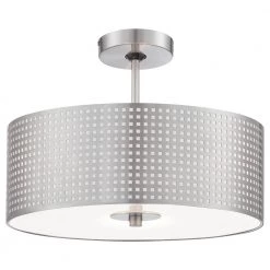 Grid 3-Light Brushed Nickel Semi-Flush Mount by George Kovacs