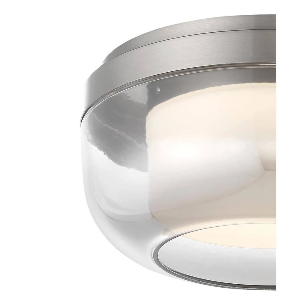 First Encounter 10 in. 1-Light Brushed Nickel LED Flush Mount with Etched White and Silver Gradient Outside Glass Shade by George Kovacs 2 First Encounter 10 in. 1-Light Brushed Nickel LED Flush Mount with Etched White and Silver Gradient Outside Glass Shade by George Kovacs - Image 2