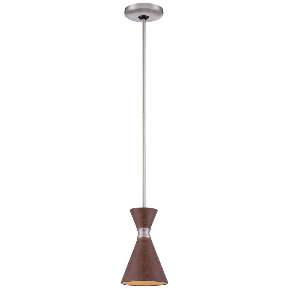 Conic 1-Light Brushed Nickel Mini Pendant with Distressed Koa Metal Shade by George Kovacs 1 Conic 1-Light Brushed Nickel Mini Pendant with Distressed Koa Metal Shade by George Kovacs