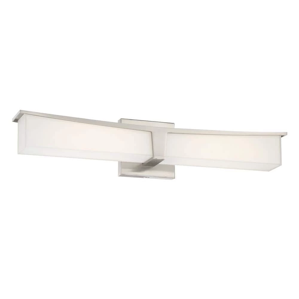 Plane 24 in. Brushed Nickel LED Vanity Light Bar with Frosted Aquarium Glass by George Kovacs 1 Plane 24 in. Brushed Nickel LED Vanity Light Bar with Frosted Aquarium Glass by George Kovacs