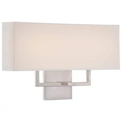 Kovacs 2-Light Brushed Nickel LED Wall Sconce with White Fabric Shade with Etched Diffuser by George Kovacs