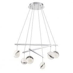 Silver Slice 200-Watt Equivalence Integrated LED Chrome Chandelier with Crystal Shades by George Kovacs