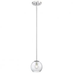 Exposed 1-Light Chrome Mini Pendant with Tinted Smoke Glass by George Kovacs