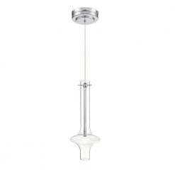 Bottleneck 40-Watt Equivalence Integrated LED Chrome Pendant with Clear Glass Shade by George Kovacs