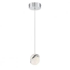 Silver Slice 75-Watt Equivalence Integrated LED Chrome Mini Pendant with Crystal Shade by George Kovacs