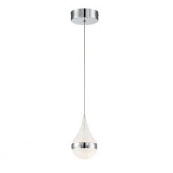 Moonshot 75-Watt Equivalence Integrated LED Chrome Mini Pendant with Sand Crystal Shade by George Kovacs
