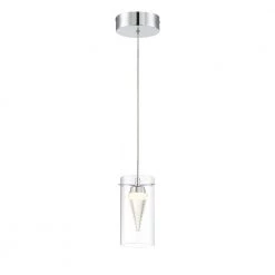 Funnel Cloud 40-Watt Equivalence Integrated LED Chrome Mini Pendant with Clear Glass Shade by George Kovacs