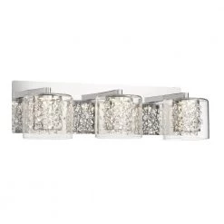 Wild Gems Chrome LED Vanity Light Bar with Crystal and Clear Glass Shade by George Kovacs