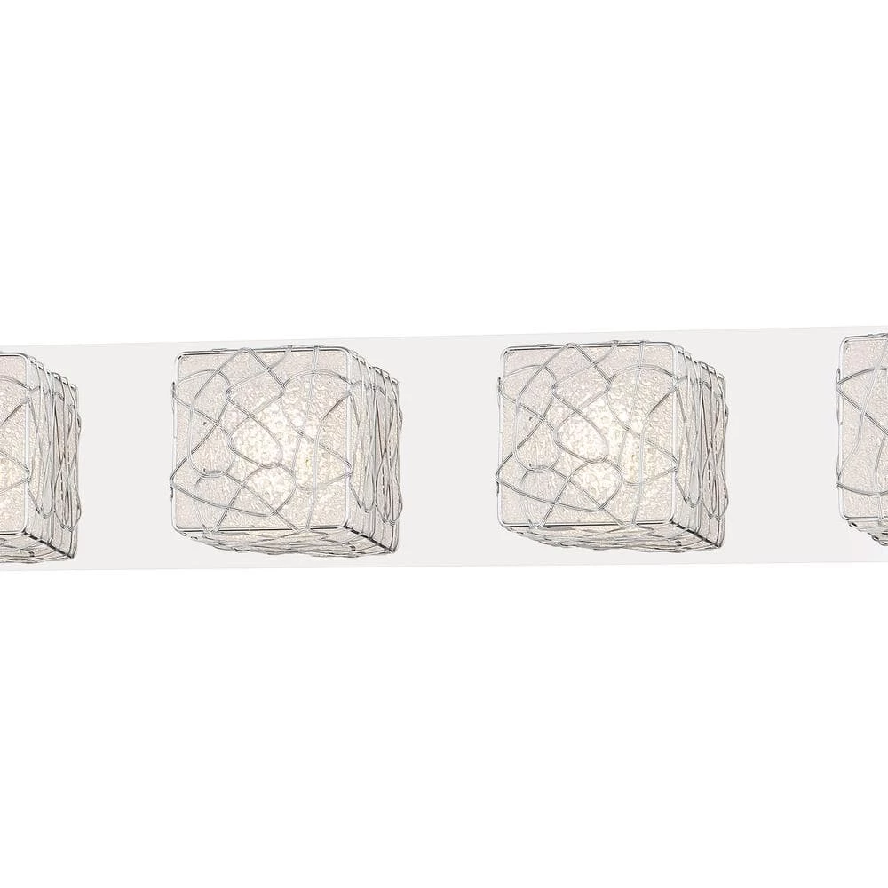 Livewire 27.56 in. 4-Lights Chrome LED Vanity Light Bar with Hand Crafted Clear Square Acrylic Shades by George Kovacs 2 Livewire 27.56 in. 4-Lights Chrome LED Vanity Light Bar with Hand Crafted Clear Square Acrylic Shades by George Kovacs - Image 2