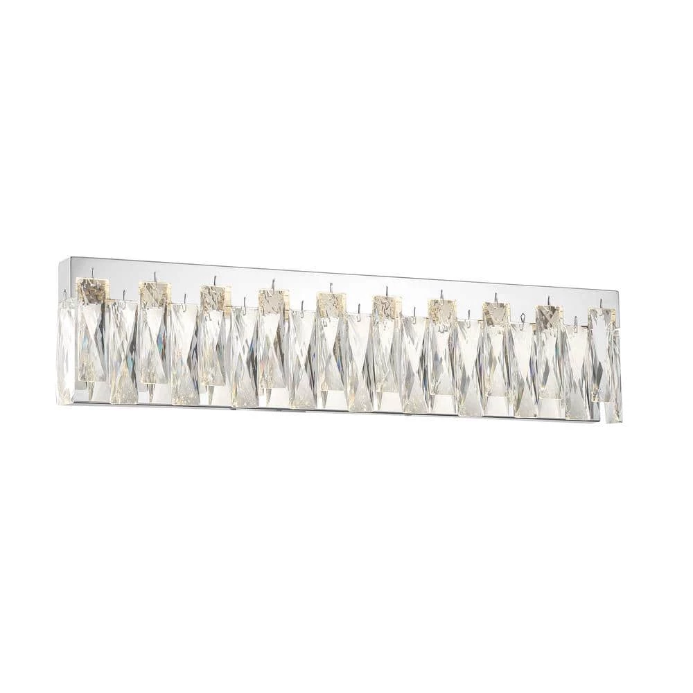 Curio 25 in. 1-Light Chrome LED Vanity Light Bar with Clear Beveled Crystal by George Kovacs 1 Curio 25 in. 1-Light Chrome LED Vanity Light Bar with Clear Beveled Crystal by George Kovacs