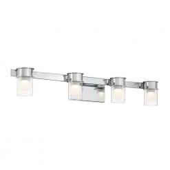 Herald Square 30 in. 4-Light Chrome LED Vanity Light with Clear and Frosted Glass Shades by George Kovacs